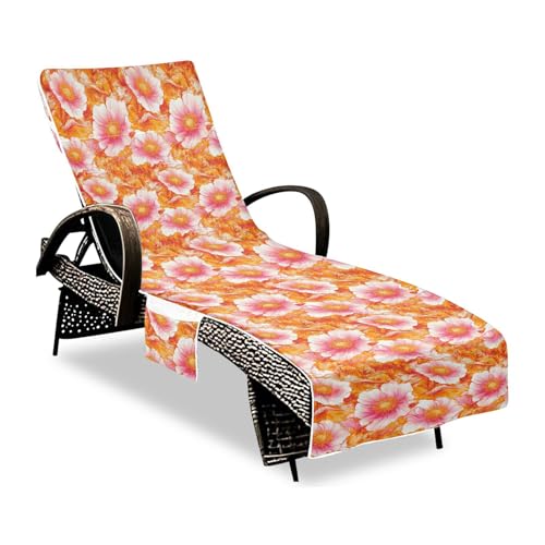 Orange Vivid Flower Patio Chaiselongue Chair Cover Heavy Duty Patio Furniture Cover with 3 Pockets for Outdoor Sunbathing Trips, 215.9 cm X 76.2 cm von sanluoli
