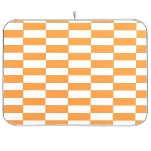 Orange und Weiß American Plaid Geschirrmatte Küchentheke Zubehör Geschirrabtropfmatte hitzebeständige Matte extra große Abtropfmatte für Geschirr 45,7 x 61 cm Orange und Weiß American Plaid Geschirrmatte Küchentheke Zubehör Geschirrabtropfmatte hitzebeständige Matte extra große Abtropfmatte für Geschirr 45,7 x 61 cm von sanluoli