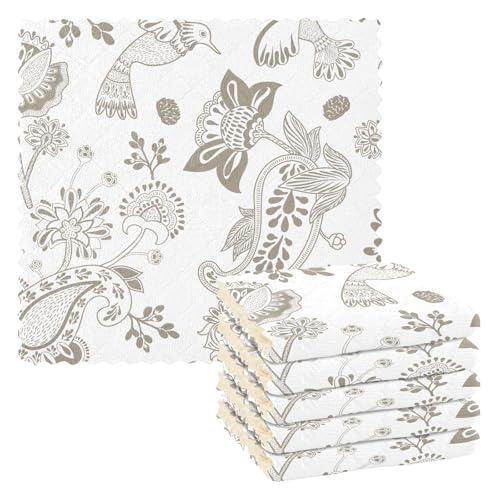 Paisley Flower Ethnic Birds Pure Lines Auto-Reinigungstuch Geschirrtuch Küche Geschirrtuch saugfähige Baumwolle Handtücher schnell trocknend jetzt Designs Essentials 27,9 x 27,9 cm von sanluoli