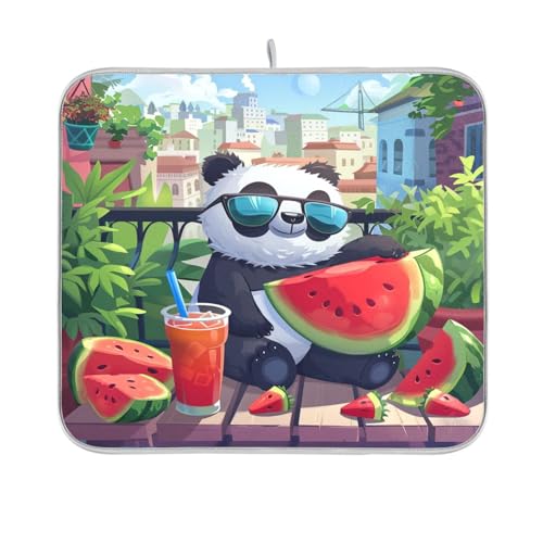 Panda isst Wassermelone Cartoon Abtropfmatte Küchentheke Gadgets trocken matt für Geschirr Luftfritteuse Hitzebeständige Matte 40,6 x 45,7 cm Panda isst Wassermelone Cartoon Abtropfmatte Küchentheke Gadgets trocken matt für Geschirr Luftfritteuse Hitzebeständige Matte 40,6 x 45,7 cm von sanluoli
