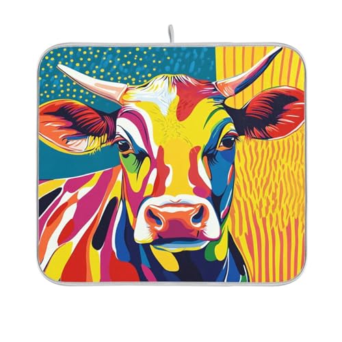 Pop Art Abtropfmatte Kuh Abtropfmatte Küche Theke Abtropfmatte Küche Abtropfmatte saugfähige Matte 40,6 x 45,7 cm von sanluoli