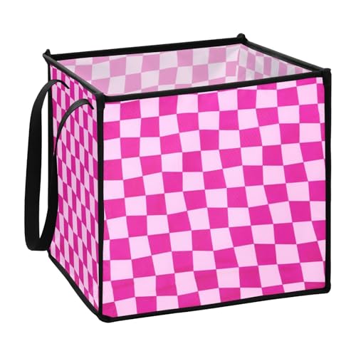 Rosa karierte dekorative Papierkörbe für kleine Papierwürfel aus Stoff 33 x 33 x 33 cm von sanluoli