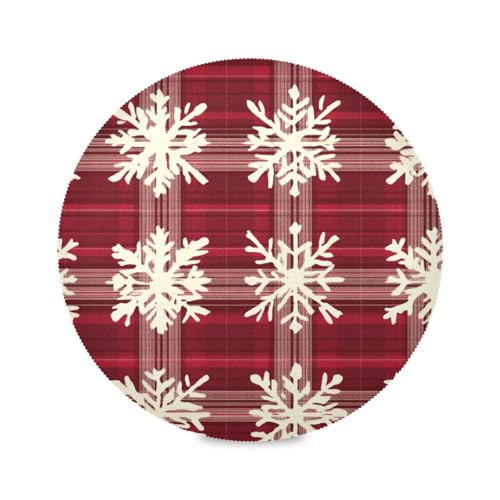 Schneeflocken Weihnachten Plaids rot runde Tischsets gesteppt wendbar Platzsets Platzset mit Teller Kinder Tischsets 4 Stück 39,1 x 39,1 cm von sanluoli