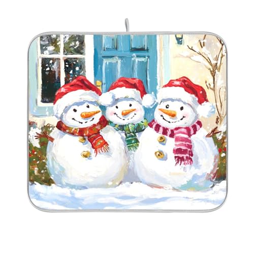 Schneemänner Weihnachten Geschirrmatte Arbeitsplatte Zubehör Küche Trocknung Matte Küche Theke Hitzebeständige Abtropfmatte 40,6 x 45,7 cm Schneemänner Weihnachten Geschirrmatte Arbeitsplatte Zubehör Küche Trocknung Matte Küche Theke Hitzebeständige Abtropfmatte 40,6 x 45,7 cm von sanluoli