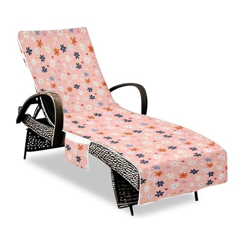 Schöne Blumen Terrasse Chaiselongue Stuhl Abdeckung Mikrofaser weiche Terrassenmöbel Abdeckung mit 3 Taschen für Pool Sonnenbad Strand Garten 215,9 x 76,2 cm von sanluoli