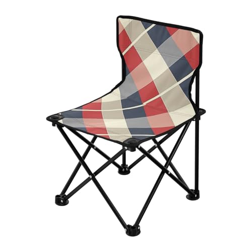 Sports Camp Chairs Red Blue and White Plaid Pattern Beach Chairs for Adults with Carrying Bag von sanluoli