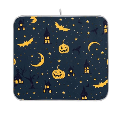 Starry Mount Moon Halloween Abtropfmatte Abtropfgestell Küche Theke Trocknen Matte Küche Theke Trockner Küche 16 x 18 von sanluoli