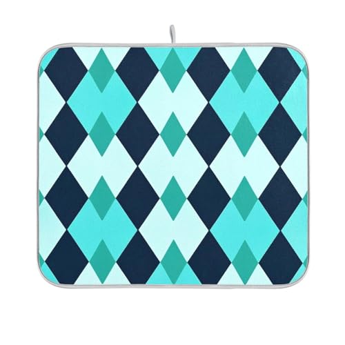 Teal Checkered Plaid Trendy Drying Dish Mat Kitchen Countertop Mat Dish Drainers Mats for Kitchen Countertop Protector Heat Resistant 16 x 18 von sanluoli