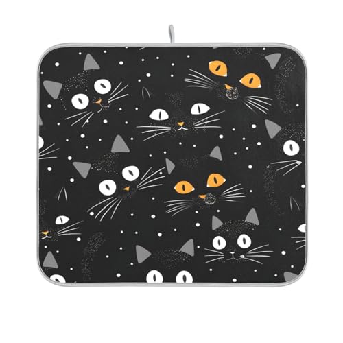Topper Schwarz Halloween Abtropfmatte Küchenzubehör für Arbeitsplatte Arbeitsplatte Geschirr Abtropfmatte saugfähige Matte 40,6 x 45,7 cm von sanluoli