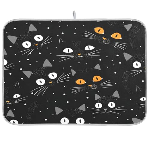 Topper Schwarz Halloween Geschirrmatte Küche Theke Zubehör Küche Abtropfmatte saugfähige Matte Geschirr Abtropfmatte XL 18 x 24 cm von sanluoli