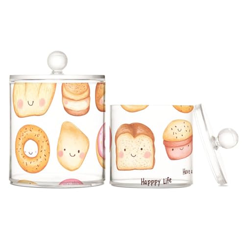 Transparente Kunststoff-Aufbewahrungsbehälter mit Deckel, Cartoon-Design, kleine Aufbewahrungsbehälter für Wattestäbchen, Wattepads, Zahnseide-Picker, Büroklammern, 2 Stück Transparente Kunststoff-Aufbewahrungsbehälter mit Deckel, Cartoon-Design, kleine Aufbewahrungsbehälter für Wattestäbchen, Wattepads, Zahnseide-Picker, Büroklammern, 2 Stück von sanluoli