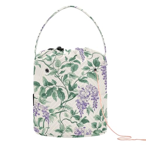 Vintage Glyzinie Blume Retro Häkelgarn Tasche Häkeln Taschen Häkeln mit Löchern Häkeltasche für Häkelhalter Stricken Häkeln von sanluoli