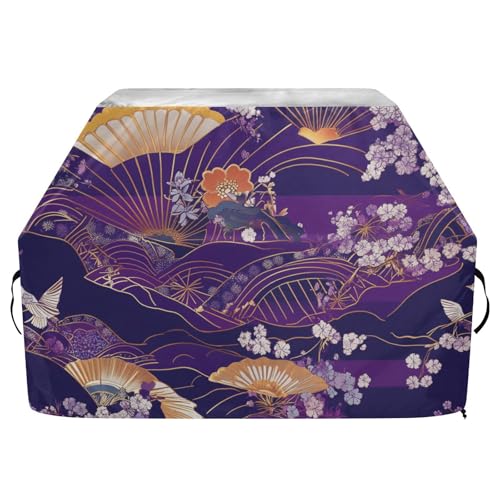 Violette japanische Blumenkranich-Outdoor-Grillabdeckung, 165 cm, wasserdicht, robuste Grillabdeckung mit verstellbarem Kordelzug für Staub und Wind Violette japanische Blumenkranich-Outdoor-Grillabdeckung, 165 cm, wasserdicht, robuste Grillabdeckung mit verstellbarem Kordelzug für Staub und Wind von sanluoli