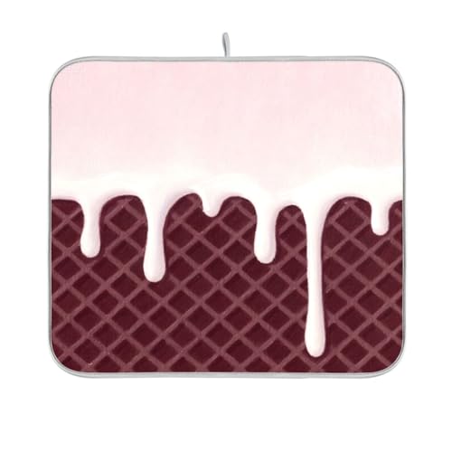 Waffelgitter Eiscreme Beere Braun Geschirrabtropfmatte Küche Arbeitsplatte Matte Geschirr Abtropfgestell Küche Hitzebeständige Matte 40,6 x 45,7 cm von sanluoli