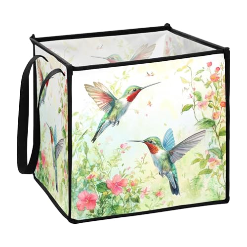 sanluoli Aufbewahrungsbehälter für Schreibtisch, Kolibri-Blumen, Pastellfarben, 33 x 33 x 33 cm von sanluoli