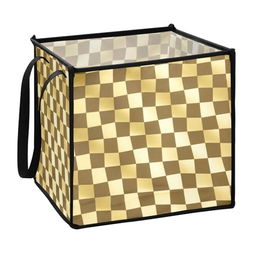 sanluoli Aufbewahrungsbox für Gadget, faltbar, 33 x 33 x 33 cm, Braun kariert von sanluoli