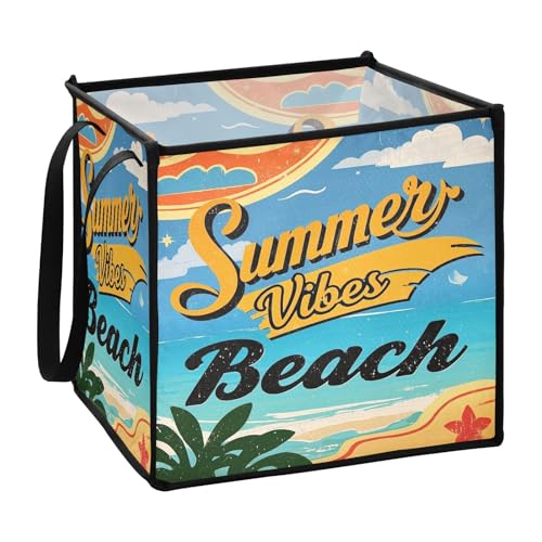 sanluoli Aufbewahrungskörbe im Vintage-Stil für Poster, Strand, Sommer, Vibes für Babys, zusammenklappbar, 33 x 33 x 33 cm sanluoli Aufbewahrungskörbe im Vintage-Stil für Poster, Strand, Sommer, Vibes für Babys, zusammenklappbar, 33 x 33 x 33 cm von sanluoli