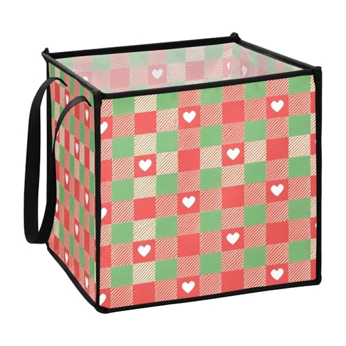 sanluoli Aufbewahrungskörbe mit Aufschrift "Merry Christmas", rot und grün, kariert, für Decken, faltbare Seil-Organizer und Aufbewahrungskorb, 33 x 33 x 33 cm sanluoli Aufbewahrungskörbe mit Aufschrift "Merry Christmas", rot und grün, kariert, für Decken, faltbare Seil-Organizer und Aufbewahrungskorb, 33 x 33 x 33 cm von sanluoli