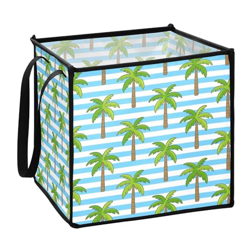 sanluoli Aufbewahrungswürfel aus Stoff aus Kokosfaser mit weißen blauen Streifen für faltbare Garagen Decoracion Organisationskörbe und Aufbewahrungsboxen 13 x 13 x 13 cm von sanluoli