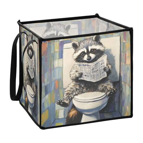 sanluoli Beauty Waschbär Retro-WC-Körbe Organisation und Aufbewahrungsboxen für Spielzeugkisten, Stoffkörbe, 33 x 33 x 33 cm sanluoli Beauty Waschbär Retro-WC-Körbe Organisation und Aufbewahrungsboxen für Spielzeugkisten, Stoffkörbe, 33 x 33 x 33 cm von sanluoli