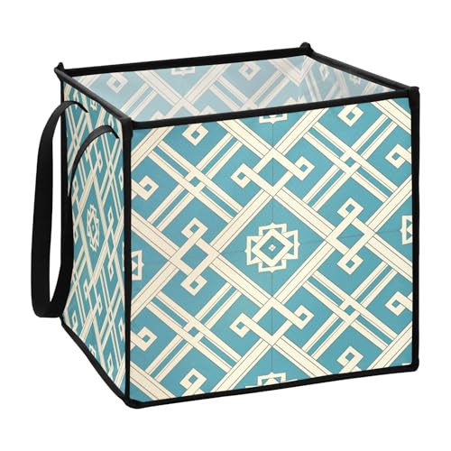 sanluoli Blauer Stoff rechtwinklige flache geometrische Muster Aufbewahrungsboxen Büro Faltbare Kunst Stoff Aufbewahrungskörbe 33 * 33 * 33 cm von sanluoli