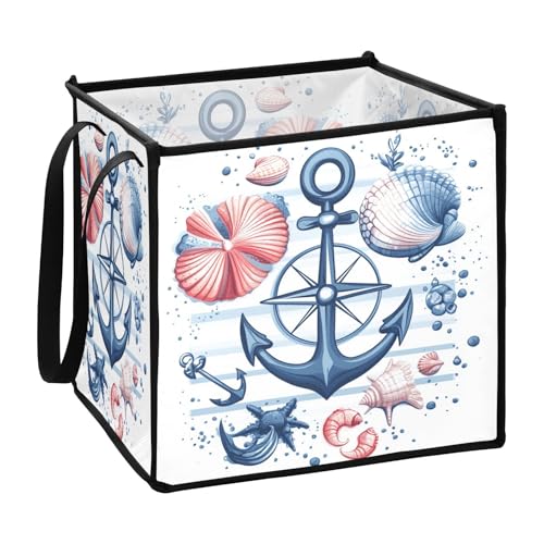 sanluoli Blue Marine Ocean Körbe Organisations- und Aufbewahrungsboxen für Stoff- und Leinenkörbe, 33 x 33 x 33 cm von sanluoli