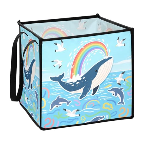 sanluoli Blue Whale Cartoon-Wellenkörbe für Aufbewahrungsbehälter für Regale, Speisekammerkörbe, 33 x 33 x 33 cm von sanluoli