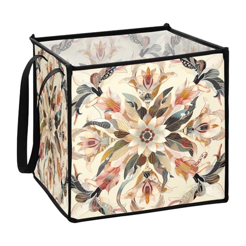 sanluoli Böhmische Aufbewahrungskörbe mit braunen Blumen, faltbar, 33 x 33 x 33 cm von sanluoli