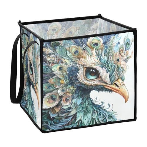 sanluoli Boho Ästhetische Peacork Körbe Organisation und Aufbewahrungsboxen für den Schreibtisch, faltbare Seilkörbe, Organisation und Aufbewahrungsboxen, 33 x 33 x 33 cm von sanluoli