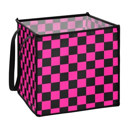 sanluoli Buffalo Plaid Check Black Deep Peach Fabric Storage Cubes for cloth foldable little baskets for organizing 13x13x13 in von sanluoli
