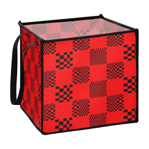 sanluoli Buffalo Plaid Multi Check Red Black fabric cube storage bins for pantry collapsable art storage bin 13x13x13 in von sanluoli