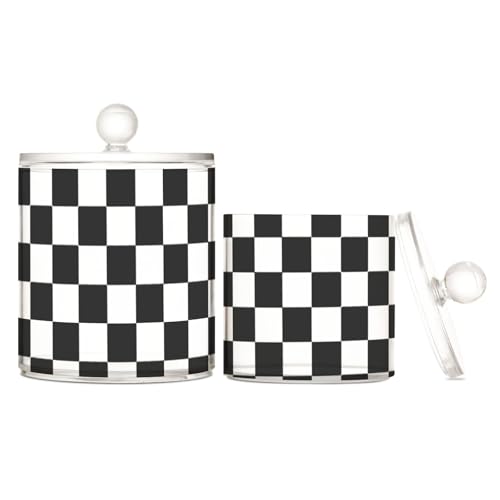 sanluoli Buffalo Plaid Plaid Schwarz Weiß Transparent Kunststoff Aufbewahrungs-Organizer mit Deckel Speisekammer Essentials Dekorativer Aufbewahrungsbehälter für Wattestäbchen, Wattepads sanluoli Buffalo Plaid Plaid Schwarz Weiß Transparent Kunststoff Aufbewahrungs-Organizer mit Deckel Speisekammer Essentials Dekorativer Aufbewahrungsbehälter für Wattestäbchen, Wattepads von sanluoli