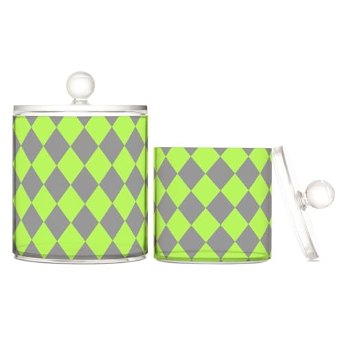 sanluoli Buffalo Plaid grau/gelb/grün/transparenter Kunststoff-Lebensmittel-Organizer mit Deckel, Büroutensilien, dekorative Aufbewahrungsbehälter für Wattestäbchen, Wattepads, Zahnseide-Picker sanluoli Buffalo Plaid grau/gelb/grün/transparenter Kunststoff-Lebensmittel-Organizer mit Deckel, Büroutensilien, dekorative Aufbewahrungsbehälter für Wattestäbchen, Wattepads, Zahnseide-Picker von sanluoli