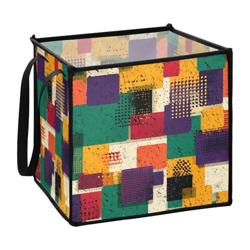 sanluoli Bunte Aufbewahrungsbox mit geometischem Muster, Retro-Aufbewahrungsbox für den Schreibtisch, zusammenklappbar, 33 x 33 x 33 cm von sanluoli