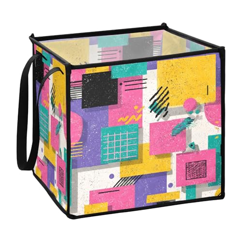 sanluoli Bunte Retro-Körbe mit geometischem Muster für Regale für Garage, zusammenklappbar, dekorative Körbe für Regale, 33 x 33 x 33 cm sanluoli Bunte Retro-Körbe mit geometischem Muster für Regale für Garage, zusammenklappbar, dekorative Körbe für Regale, 33 x 33 x 33 cm von sanluoli