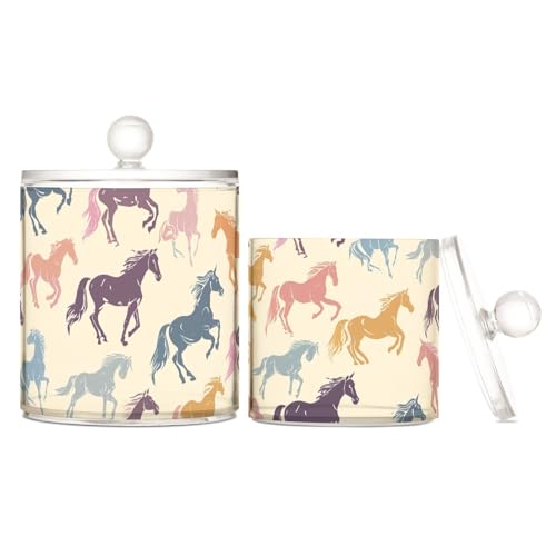 sanluoli Colorful Horses Simple Clear Plastic Food Organizer Storage with lid Bathroom Essentials Decorative Dental floss storage jar for Wattestäbchen, Wattepads, Zahnseide-Picker, Büroklammern, 2 sanluoli Colorful Horses Simple Clear Plastic Food Organizer Storage with lid Bathroom Essentials Decorative Dental floss storage jar for Wattestäbchen, Wattepads, Zahnseide-Picker, Büroklammern, 2 von sanluoli
