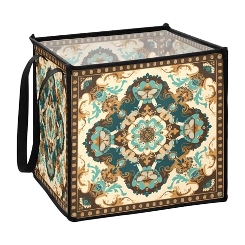 sanluoli Faltbare Aufbewahrungsbox für Schreibtisch, Retro-Design, Blumenmuster, 33 x 33 x 33 cm von sanluoli