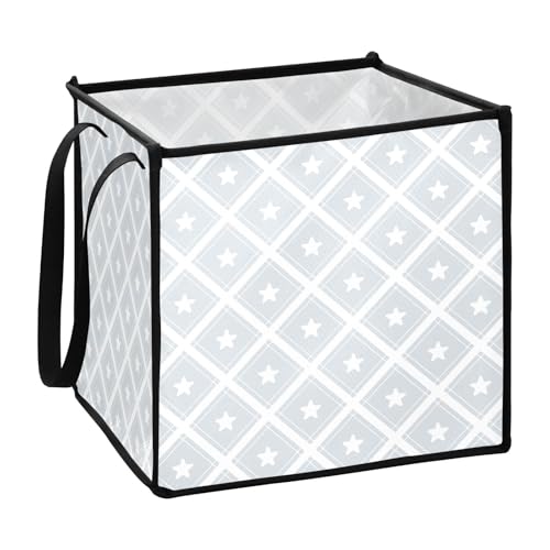 sanluoli Grau Grau Checker Stars Faltbare Aufbewahrungswürfel Wohnmobil Camping-Körbe Faltbare Aufbewahrungsboxen 33x33x13 In von sanluoli