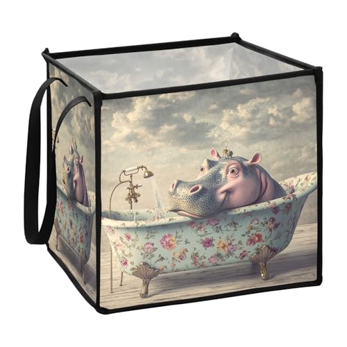 sanluoli Hippo Vintage-Badewannen-Stoffkörbe für Kinder, zusammenklappbare Kistenkörbe für Regale, 33 x 33 x 33 cm sanluoli Hippo Vintage-Badewannen-Stoffkörbe für Kinder, zusammenklappbare Kistenkörbe für Regale, 33 x 33 x 33 cm von sanluoli