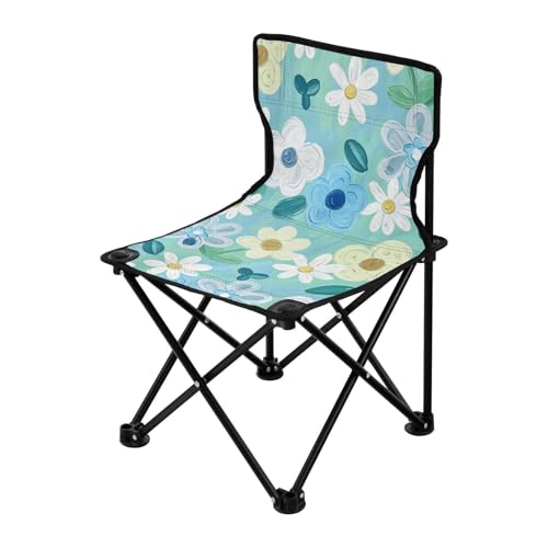 sanluoli Konzert Backpacking Campingstuhl Ölgemälde mit blau-grünen Blumen Kompakter Klappstuhl inkl. Tragetasche von sanluoli