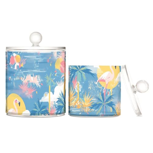 sanluoli Kunststoffbehälter mit blauen Flamingos, zur Aufbewahrung mit Deckel, Speisekammer, Essentials, dekorativer Aufbewahrungsbehälter für Wattestäbchen, Wattepads, Zahnseide-Picker, Büroklammern sanluoli Kunststoffbehälter mit blauen Flamingos, zur Aufbewahrung mit Deckel, Speisekammer, Essentials, dekorativer Aufbewahrungsbehälter für Wattestäbchen, Wattepads, Zahnseide-Picker, Büroklammern von sanluoli