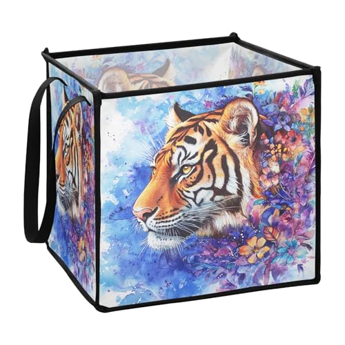 sanluoli Löwe Aquarell Blumen Aufbewahrungsboxen für Garage Faltbare Einheit Regalkörbe 33 x 33 x 33 Zoll von sanluoli