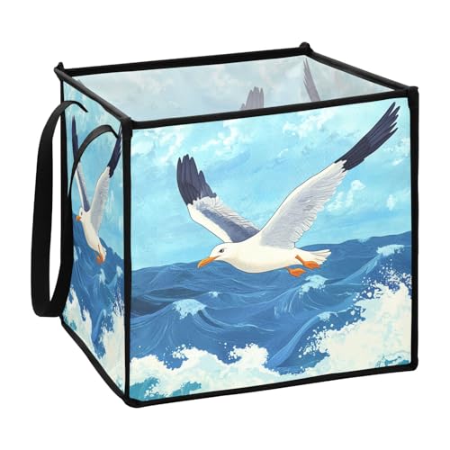 sanluoli Möwe fliegt über dem Meer Körbe für Aufbewahrungsboxen für Kleidung Körbe Faltset zum Organisieren 13x13x13 In von sanluoli