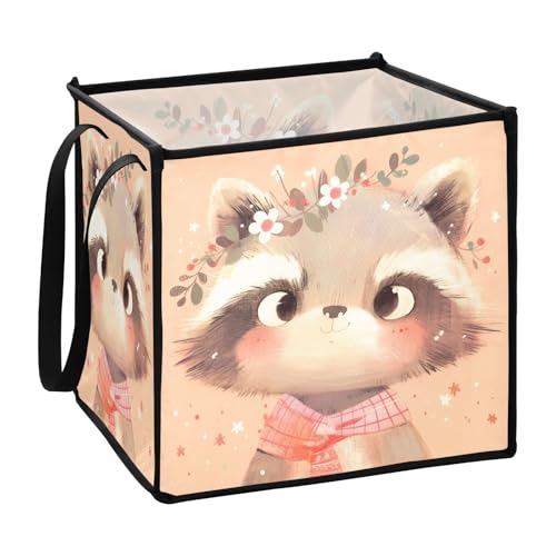 sanluoli Niedliche, einfache Waschbär-Aufbewahrungskörbe für Schrank, faltbar, Seil, dekorative Körbe, 33 x 33 x 33 cm sanluoli Niedliche, einfache Waschbär-Aufbewahrungskörbe für Schrank, faltbar, Seil, dekorative Körbe, 33 x 33 x 33 cm von sanluoli