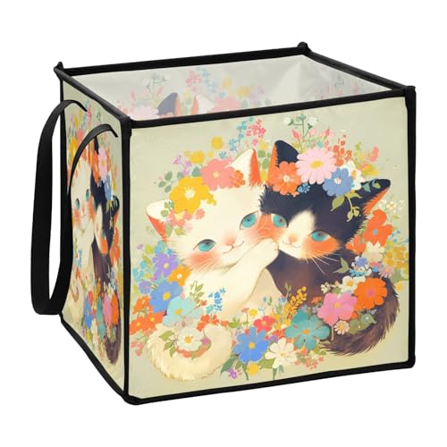 sanluoli Niedliche Aufbewahrungswürfel aus Stoff im Vintage-Stil mit niedlichen Blumen für Haus, faltbare Outdoor-Körbe, Organisation und Aufbewahrungsboxen, 33 x 33 x 33 cm von sanluoli
