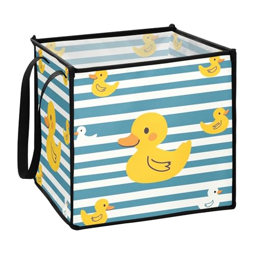 sanluoli Niedliche Cartoon-Gelb Enten Blaue Streifen Stoff Würfel Aufbewahrungskörbe Extra große faltbare Garagenkörbe Aufbewahrungsbehälter 33 x 33 x 33 Zoll sanluoli Niedliche Cartoon-Gelb Enten Blaue Streifen Stoff Würfel Aufbewahrungskörbe Extra große faltbare Garagenkörbe Aufbewahrungsbehälter 33 x 33 x 33 Zoll von sanluoli