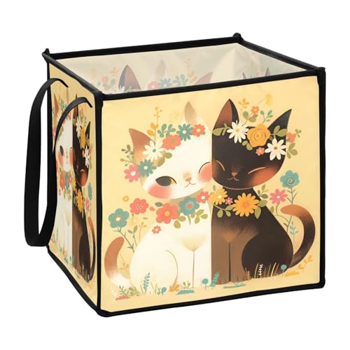 sanluoli Niedliche süße Vintage Regale Faltbox Set Stoff Würfel Aufbewahrungskörbe 33 x 33 x 33 cm von sanluoli