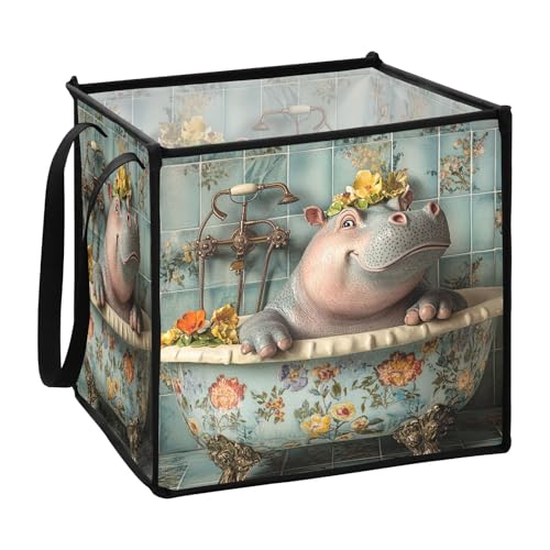 sanluoli Nilpferd Vintage-Badewannen-Aufbewahrungsbehälter für Stoffe, faltbar, hohe Aufbewahrungsbox, 33 x 33 x 33 cm sanluoli Nilpferd Vintage-Badewannen-Aufbewahrungsbehälter für Stoffe, faltbar, hohe Aufbewahrungsbox, 33 x 33 x 33 cm von sanluoli