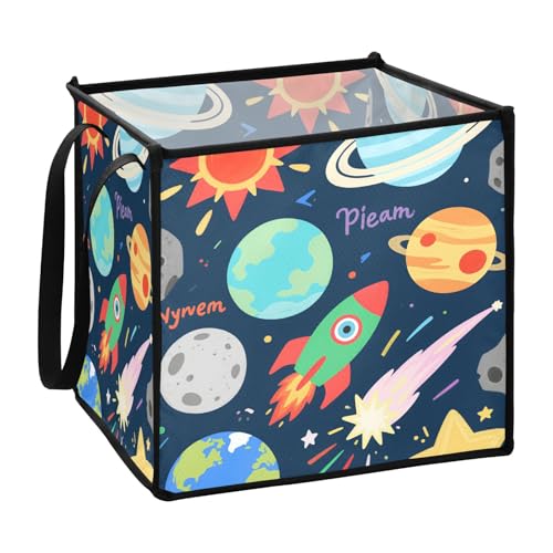 sanluoli Space Cartoon Planest Rockets Aufbewahrungsbox für Kleidung Faltbare Leinenkörbe Organisation und Aufbewahrungsboxen 13x13x13 In von sanluoli
