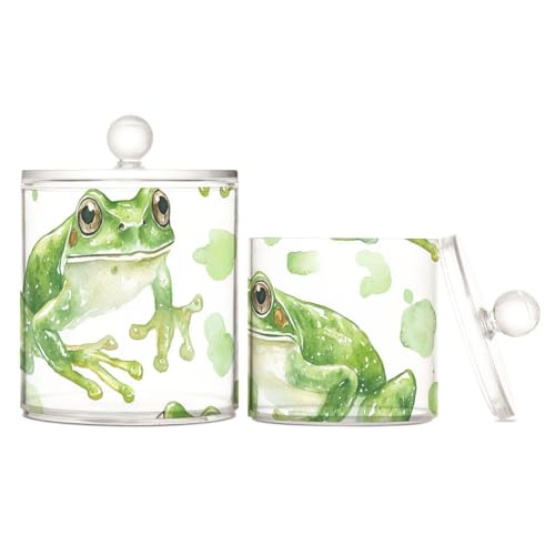 sanluoli Transparente Kunststoff-Aufbewahrungsbehälter mit Deckel, für Speisekammer, Essentials, dekorativer Aufbewahrungsbehälter für Wattestäbchen, Wattepads, Zahnseide-Picker, Büroklammern, Grün, 2 sanluoli Transparente Kunststoff-Aufbewahrungsbehälter mit Deckel, für Speisekammer, Essentials, dekorativer Aufbewahrungsbehälter für Wattestäbchen, Wattepads, Zahnseide-Picker, Büroklammern, Grün, 2 von sanluoli